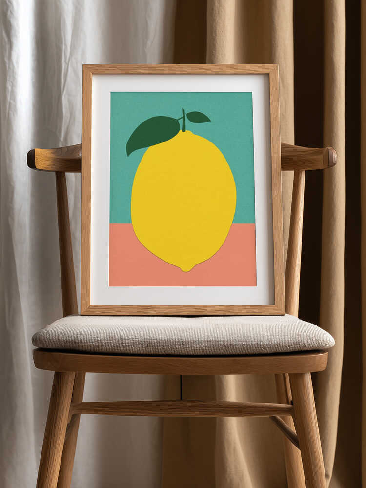 Lemon With Two Leaves Poster