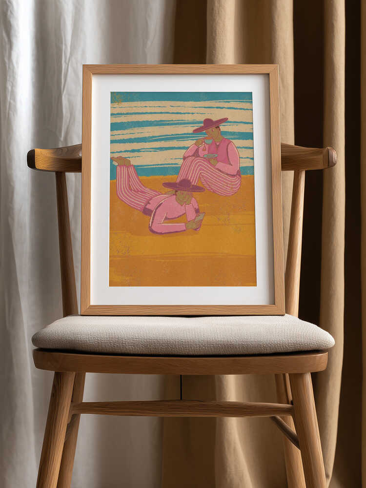 Pink Striped Beach Day Poster