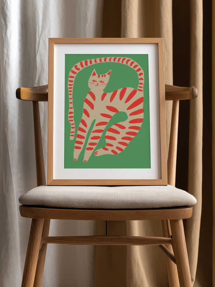 Striped Cat Stretching