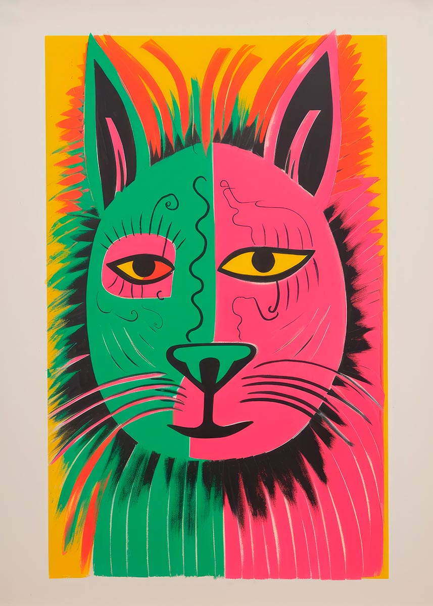 Vibrant Split Cat Poster - Perfect for Kids' Nurseries and Playrooms ...