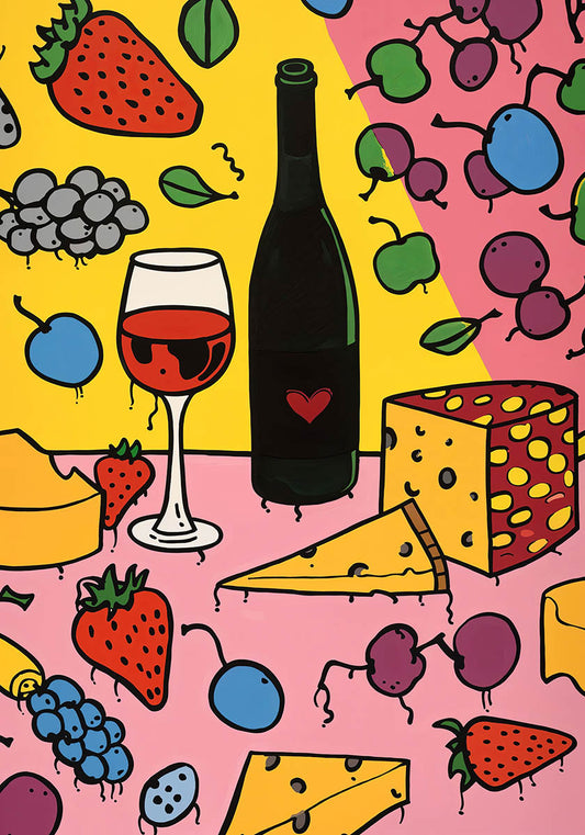 Vibrant Wine and Cheese Delight Poster