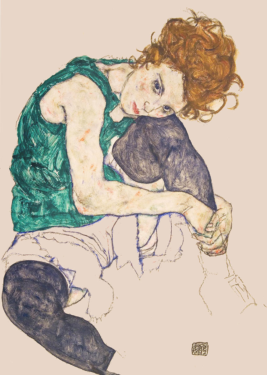 Egon Schiele seated woman poster