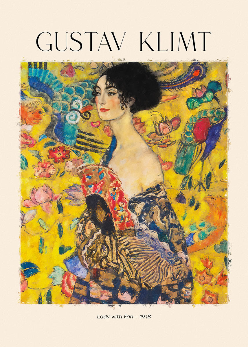 Gustav Klimt lady with fan poster