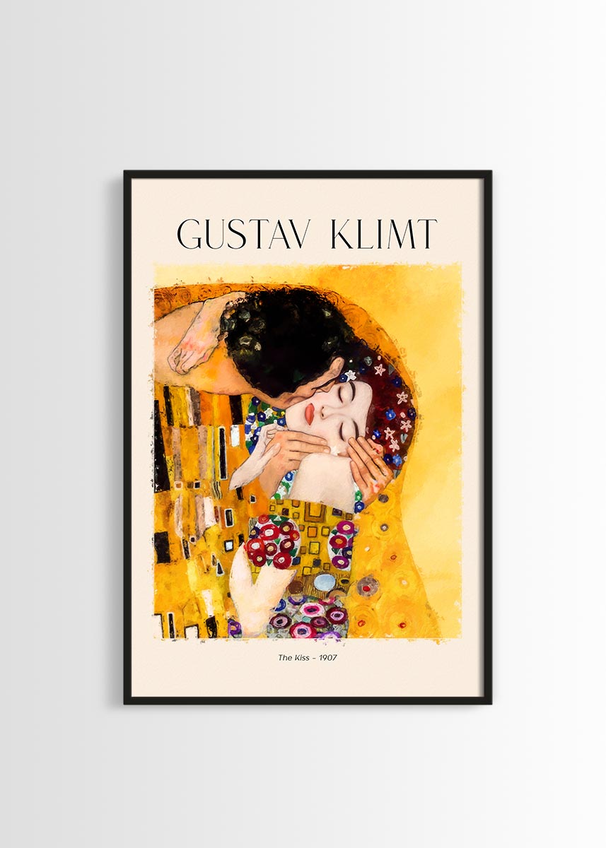 Gustav Klimt's Iconic poster 'The Kiss': A Masterpiece of Art and Love Representation – Wall