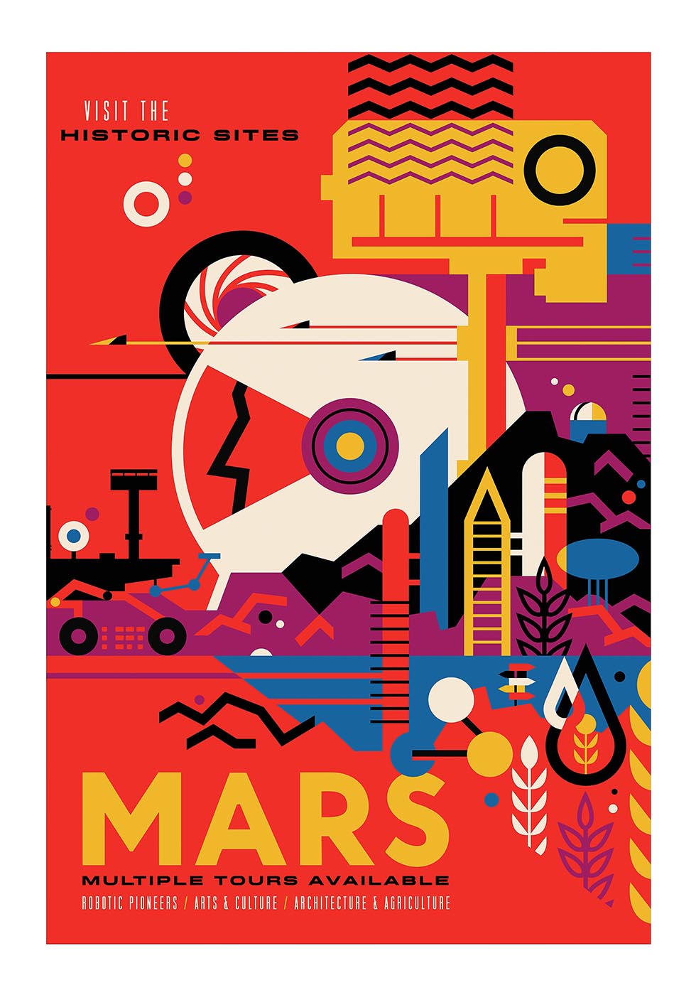 Explore the Red Planet: Stunning Poster of Humans and Robotic Pioneers ...