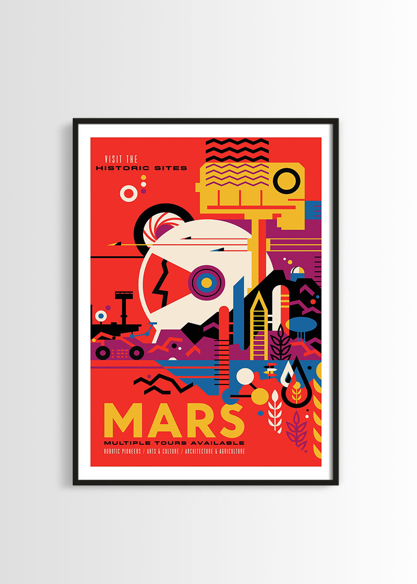 Explore the Red Planet: Stunning Poster of Humans and Robotic Pioneers ...