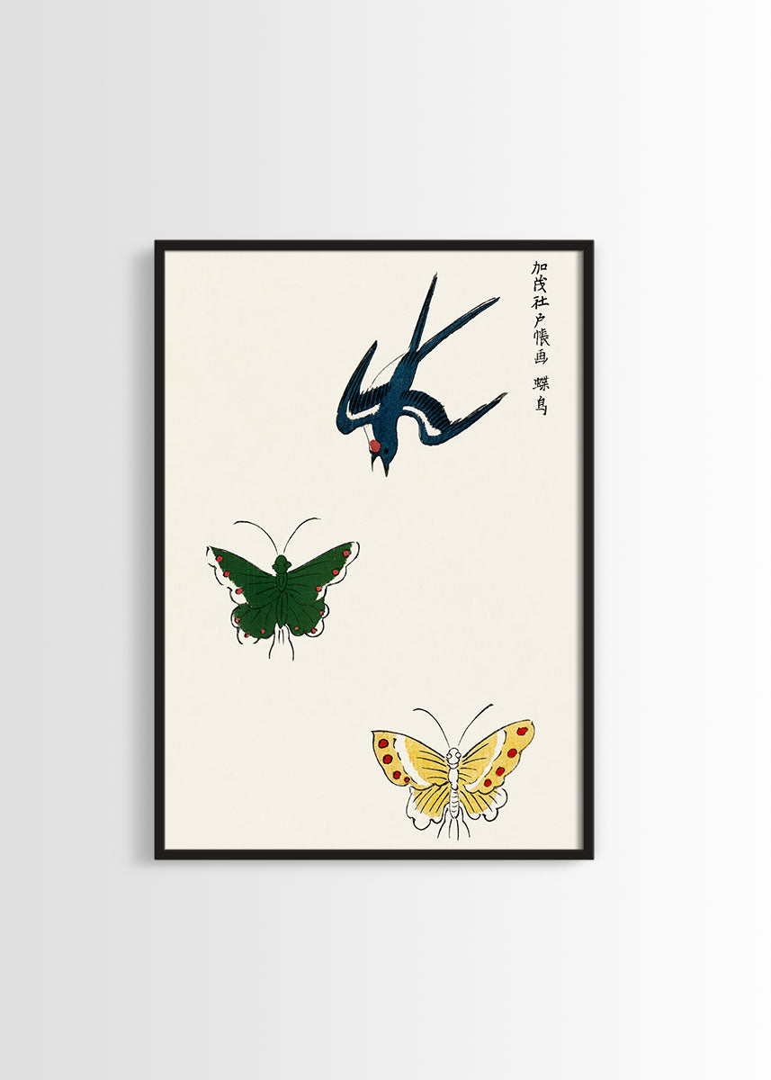 Swallow and butterflies by Taguchi Tomoki