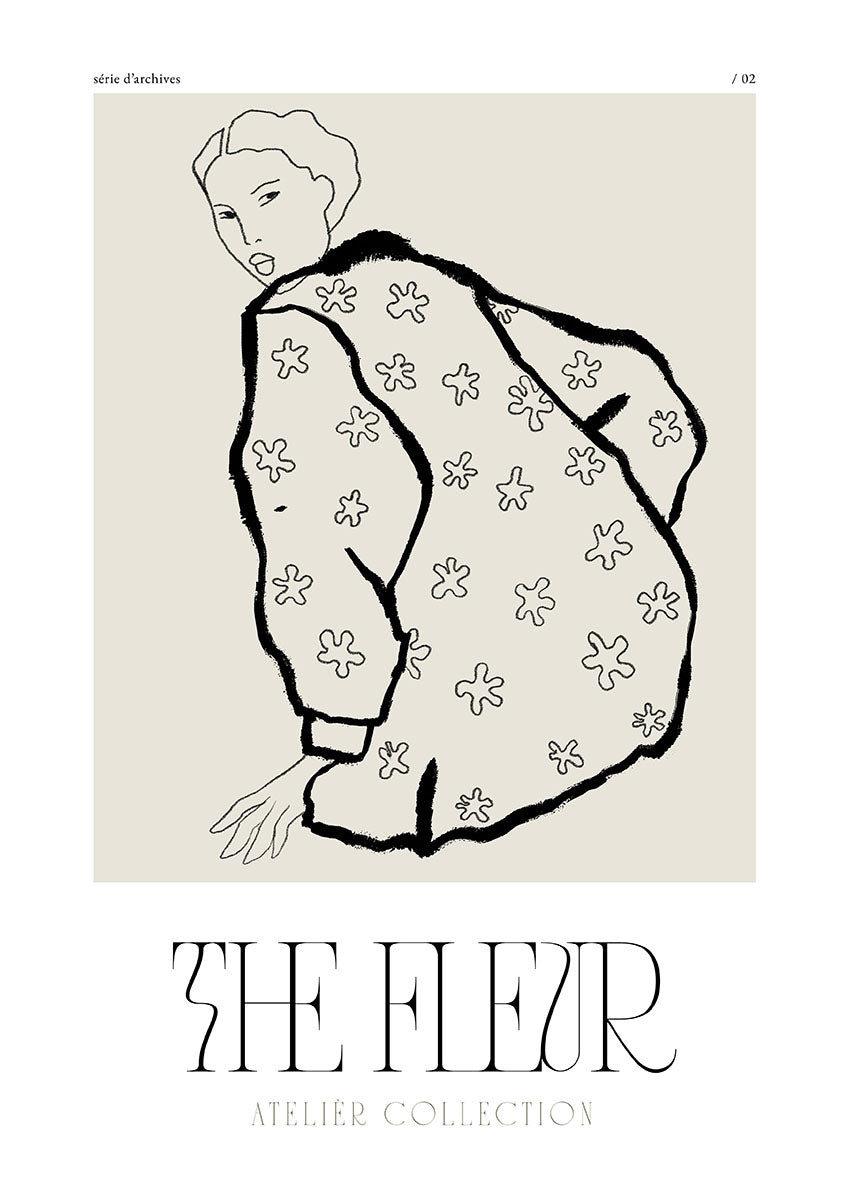 The Fleur black and white woman contemporary poster