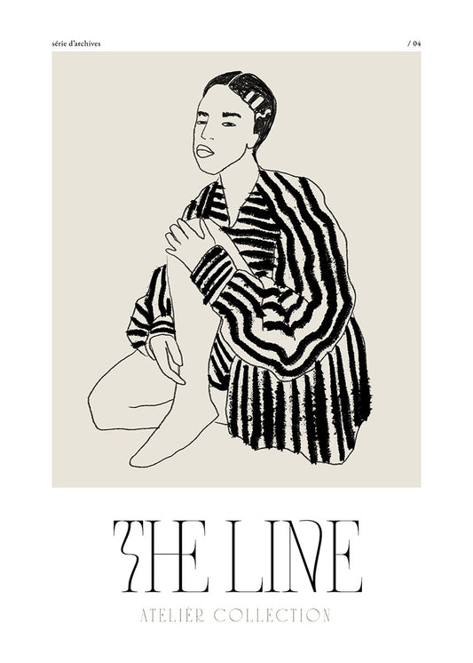The Line contemporary woman illustration black and white poster