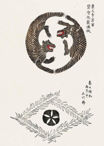 Woodblock tigers by Taguchi Tomoki poster