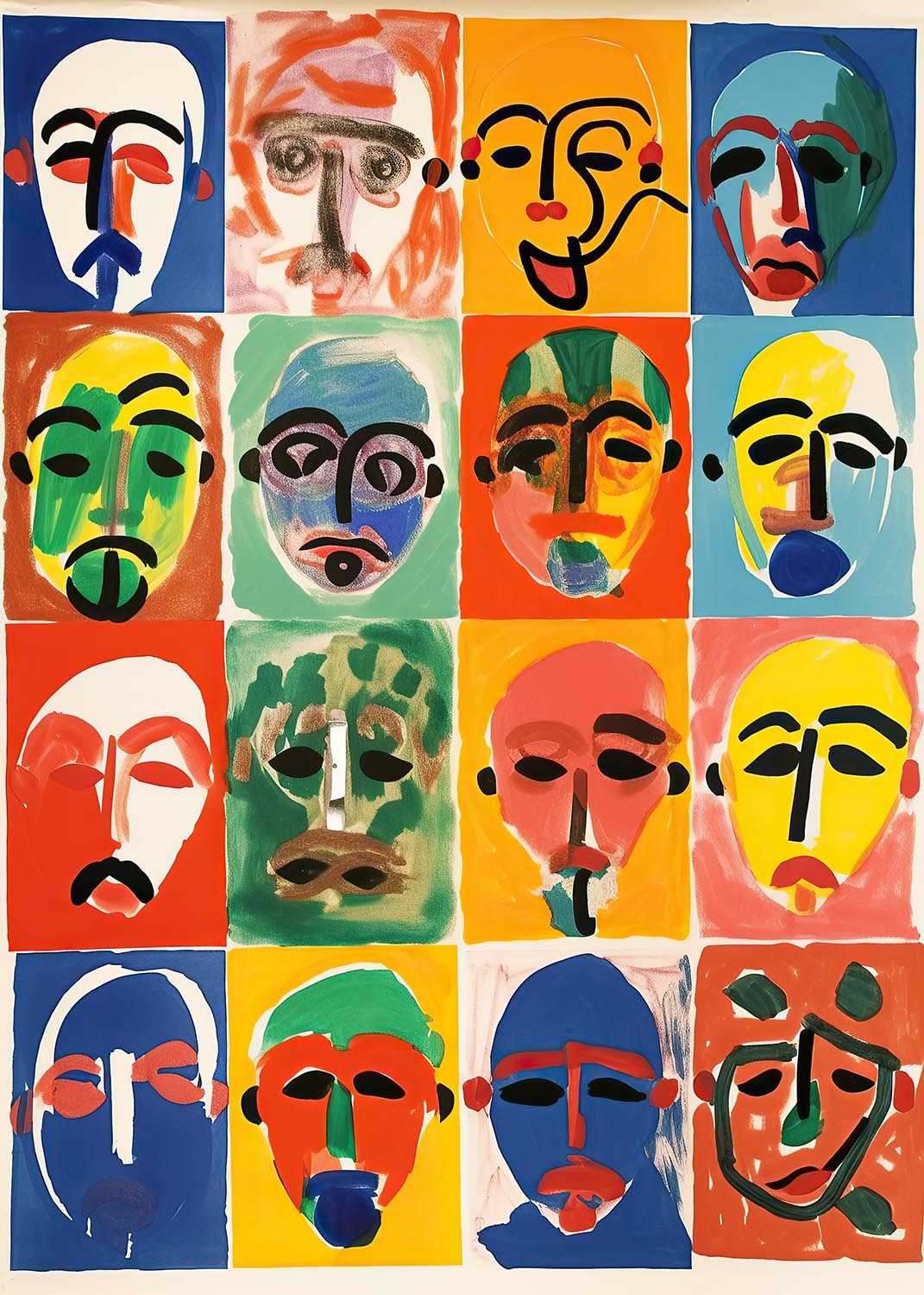 abstract faces poster