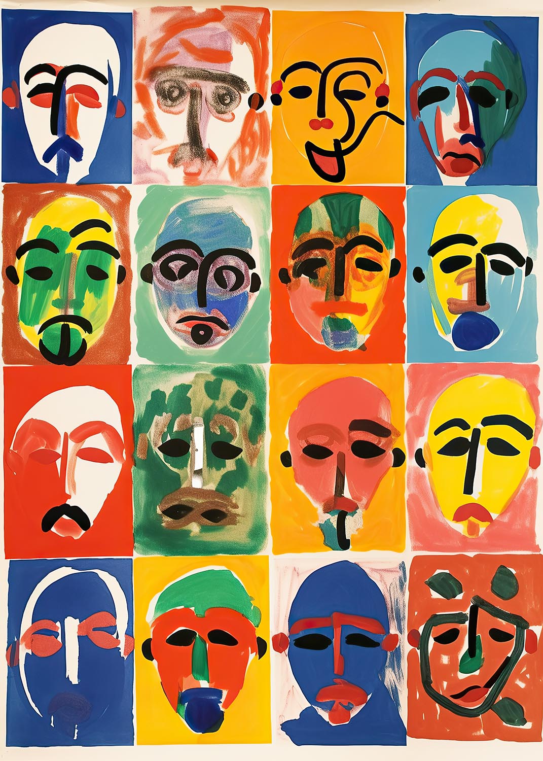 Abstract Faces Stand Vibrant Abstract Faces Poster | Colorful & Intriguing Wall Art for ...