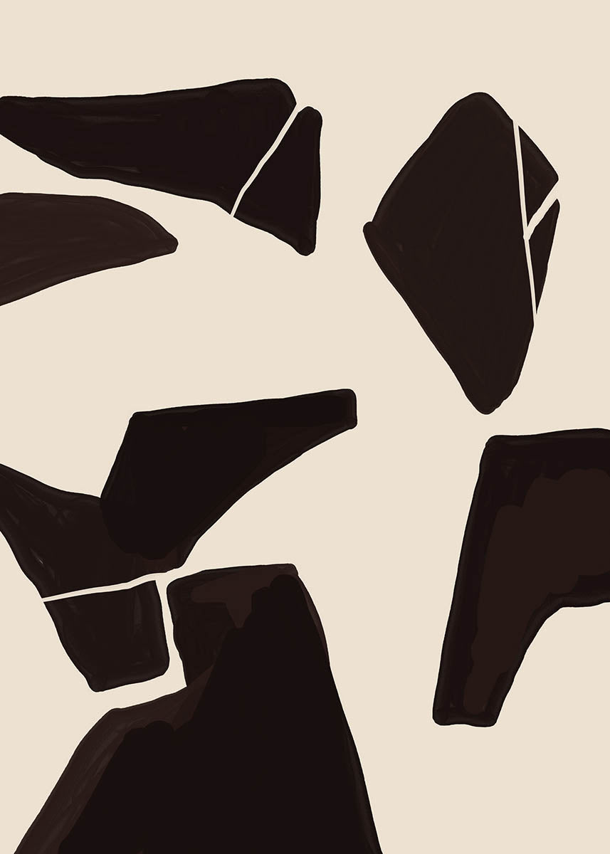 Abstract black cream poster