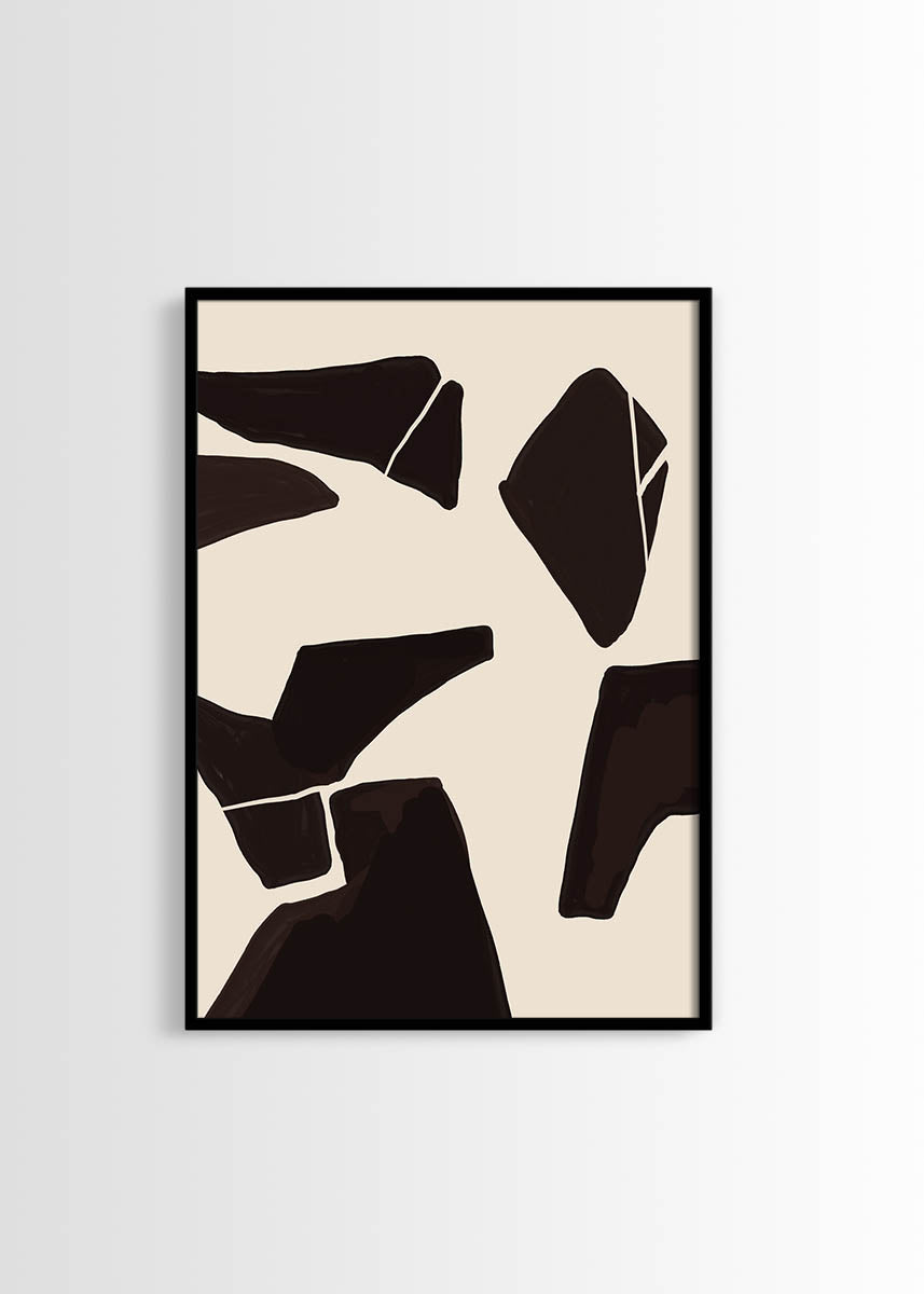 Abstract black cream poster