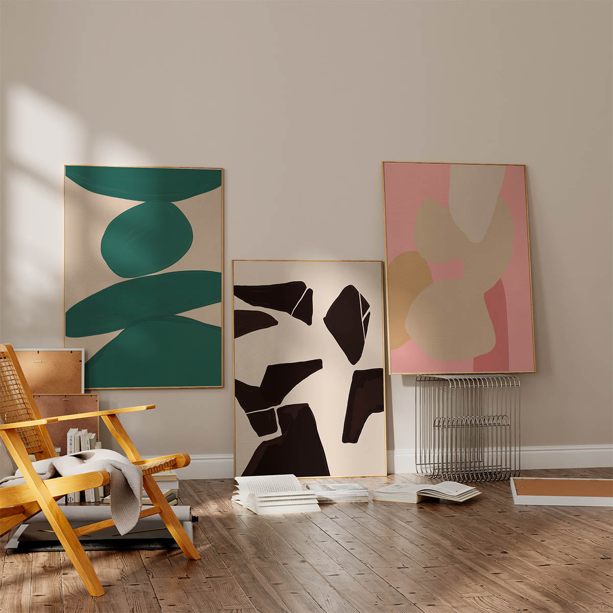 Abstract Shapes Black & Cream poster
