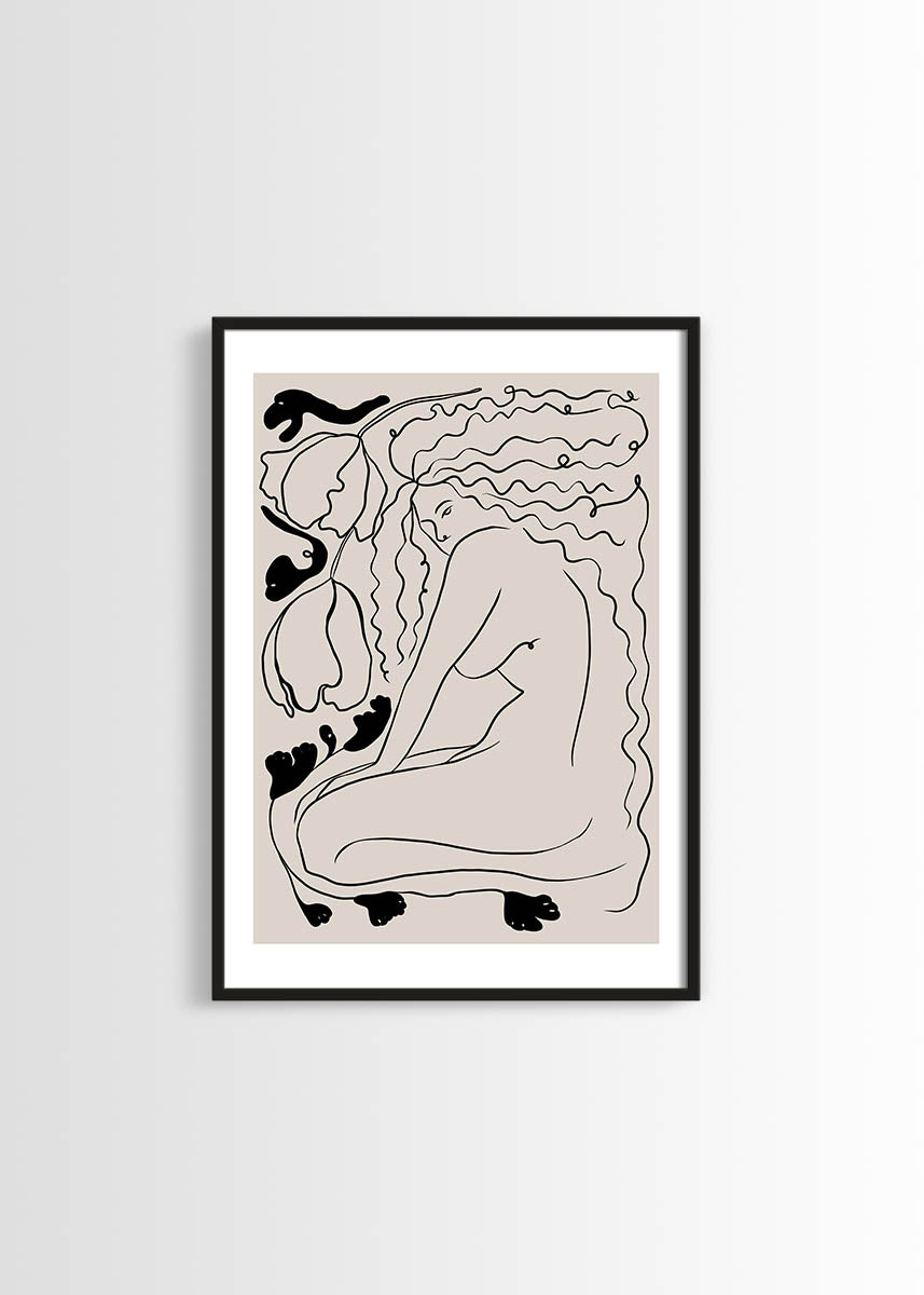 abstract woman black and beige poster