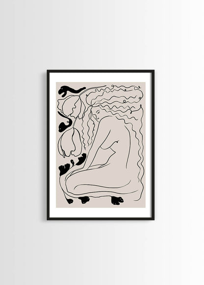 abstract woman black and beige poster
