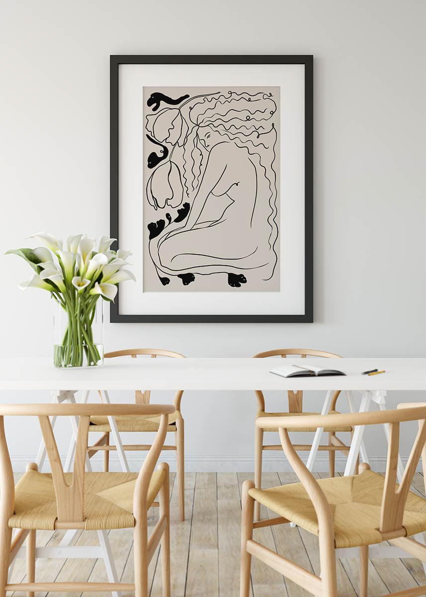 abstract woman black and beige poster