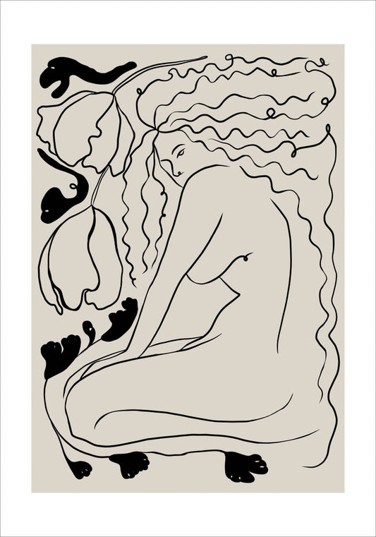 abstract woman black and beige poster