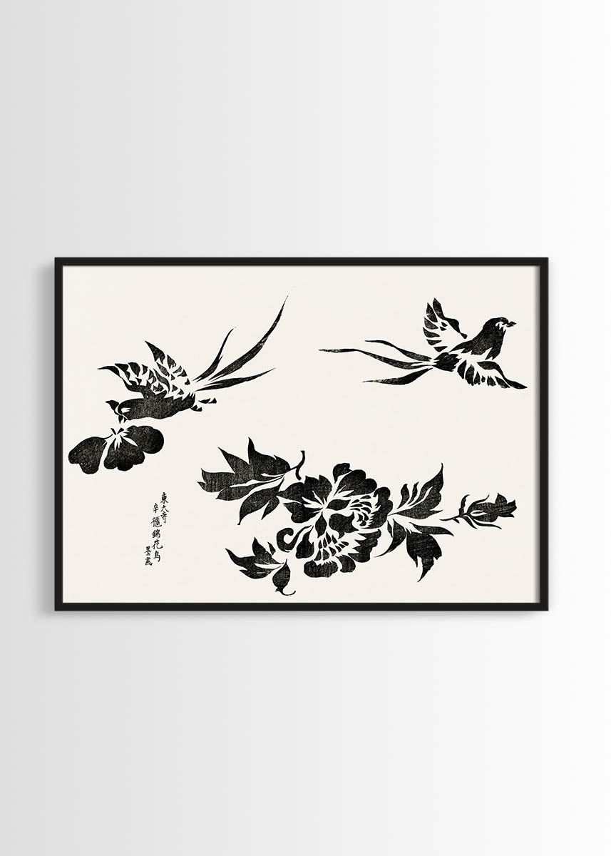 Birds by Taguchi Tomoki vintage Japanese print.