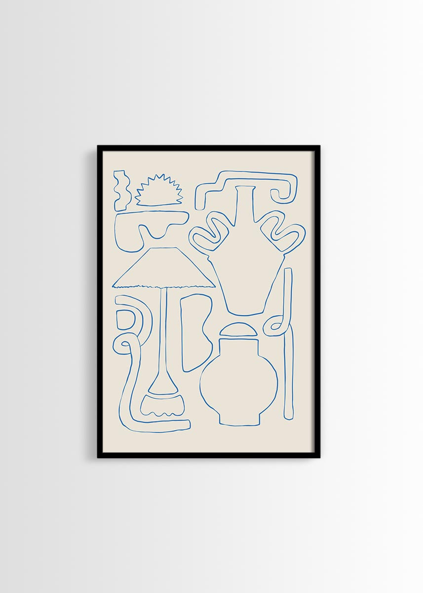 Abstract figures blue poster