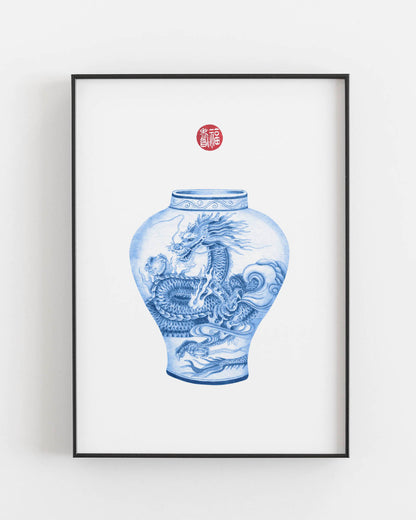 Chinese dragon vase poster