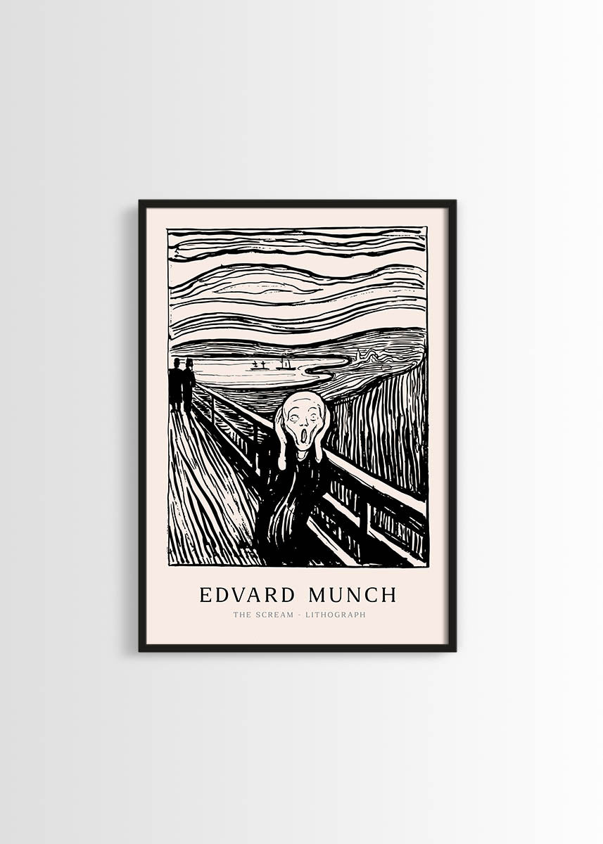 Edvard Munch the scream black and white print
