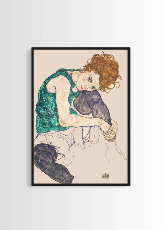 Egon Schiele seated woman poster