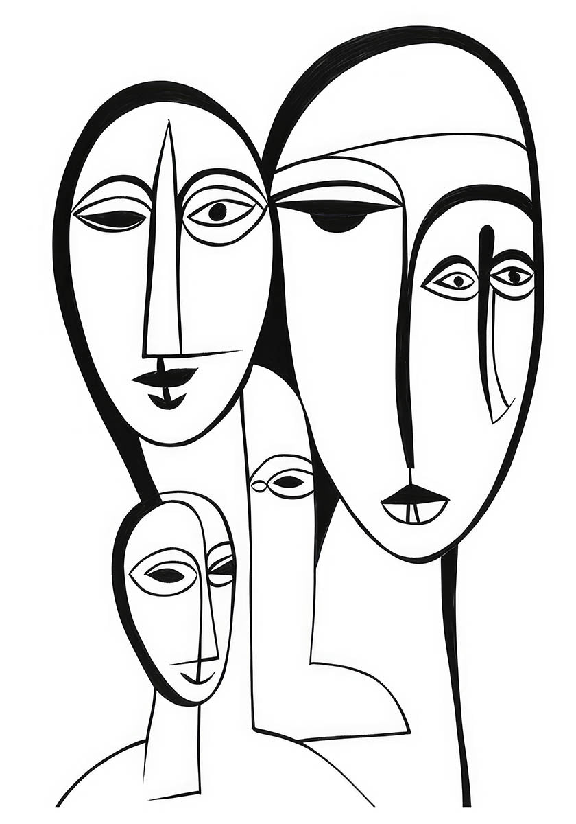 Minimalist Abstract Faces Poster | Black & White Wall Art for Modern ...