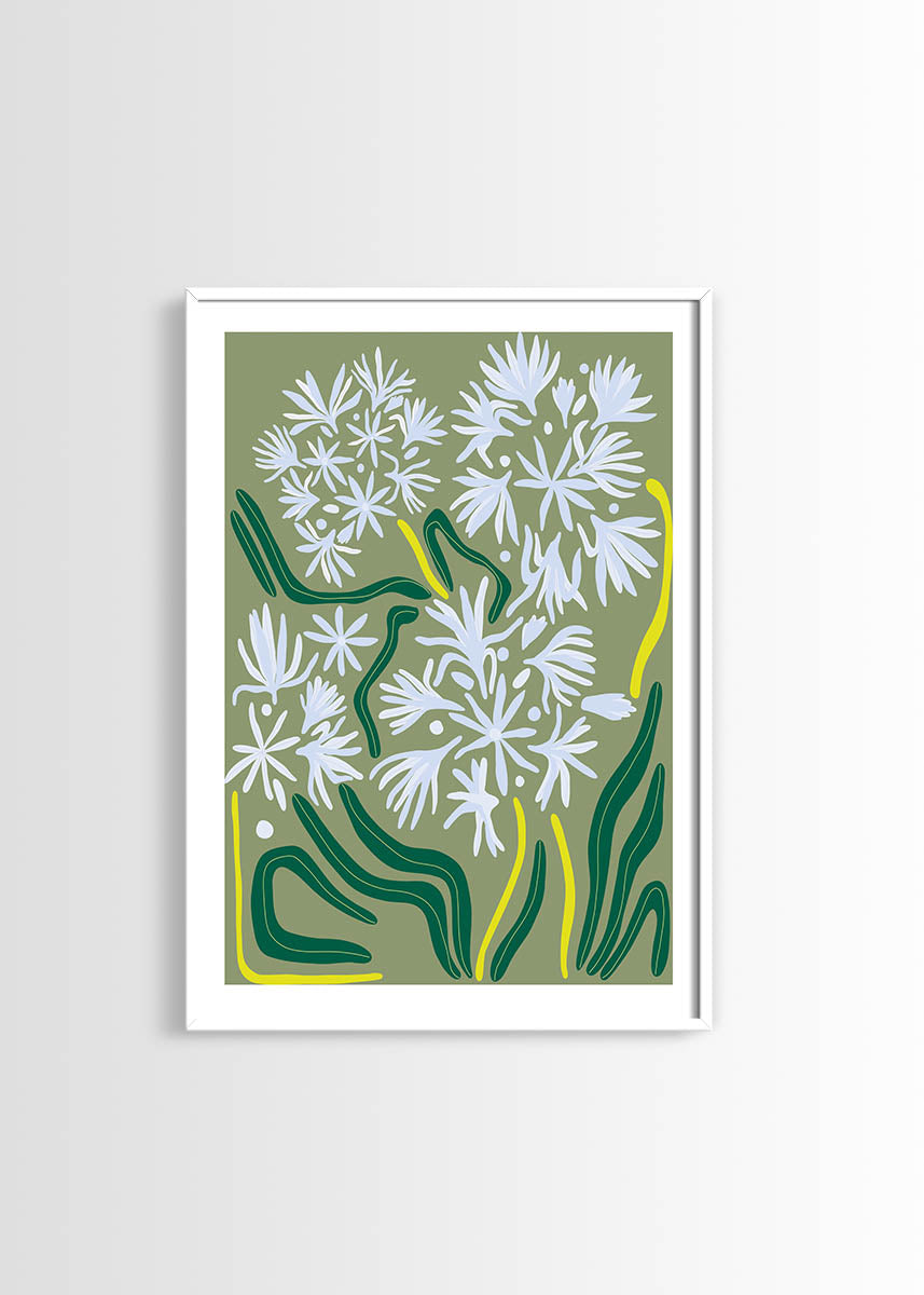 Flower green background poster