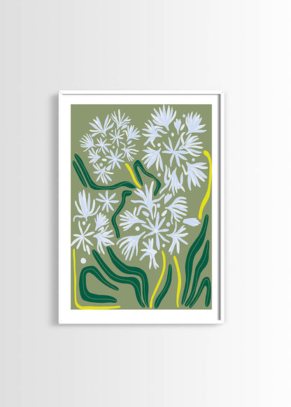 Flower green background poster