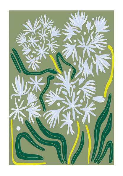 Flower green background poster