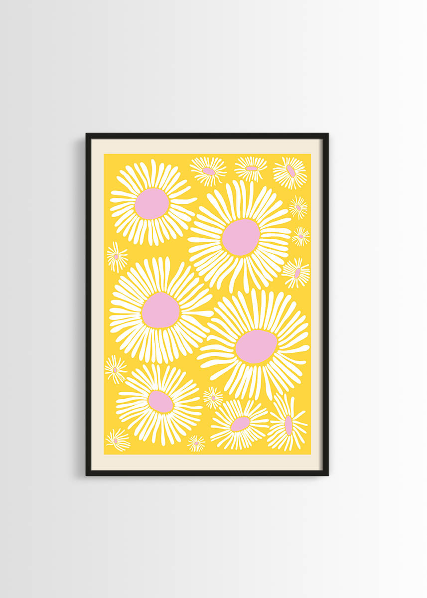 Flower market yellow background poster Wall Poster – flower