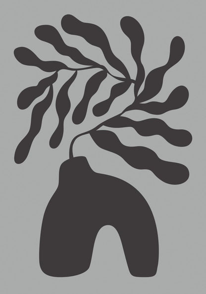 foliage poster black and grey modern abstract poster