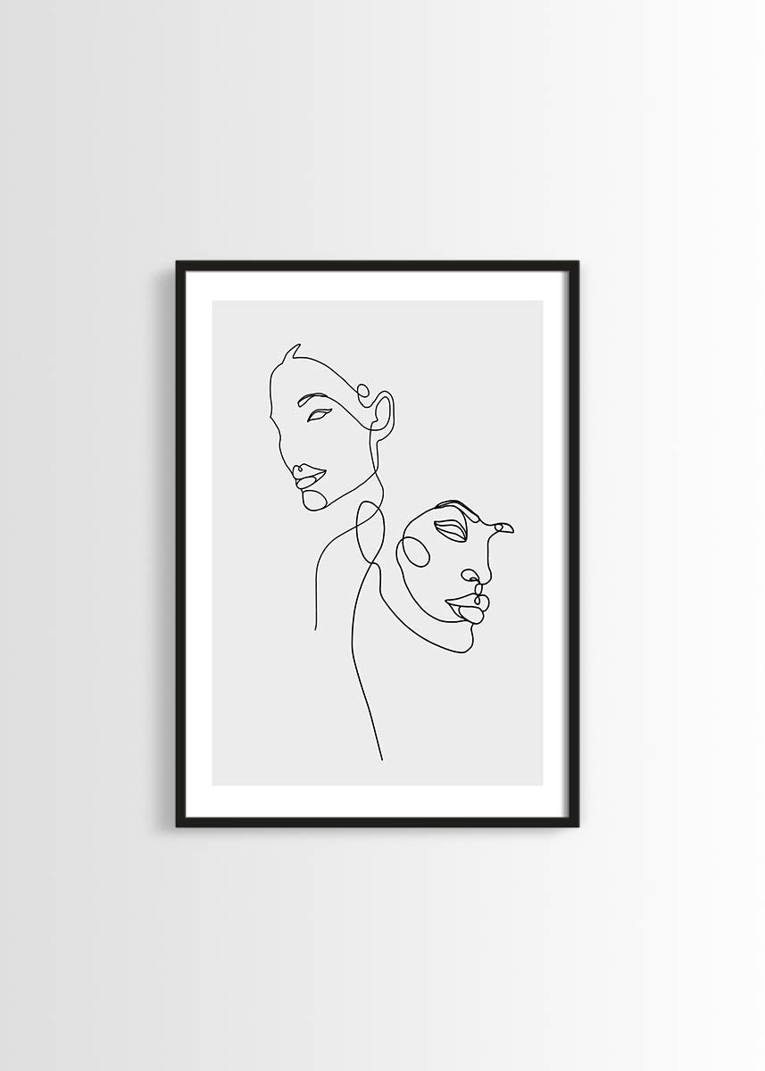 Line art couple poster