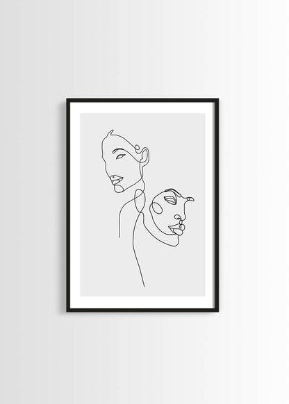 Line art couple poster