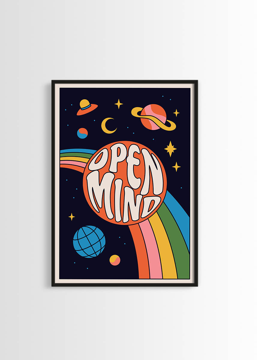 Open mind retro illustration poster