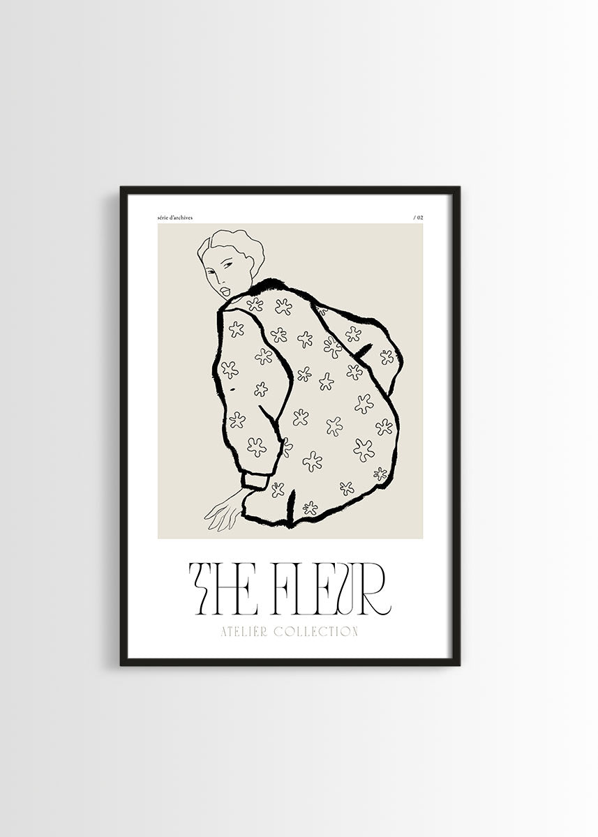 The Fleur black and white woman contemporary poster