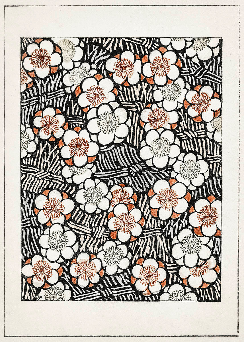 Watanabe Seitei floral pattern poster