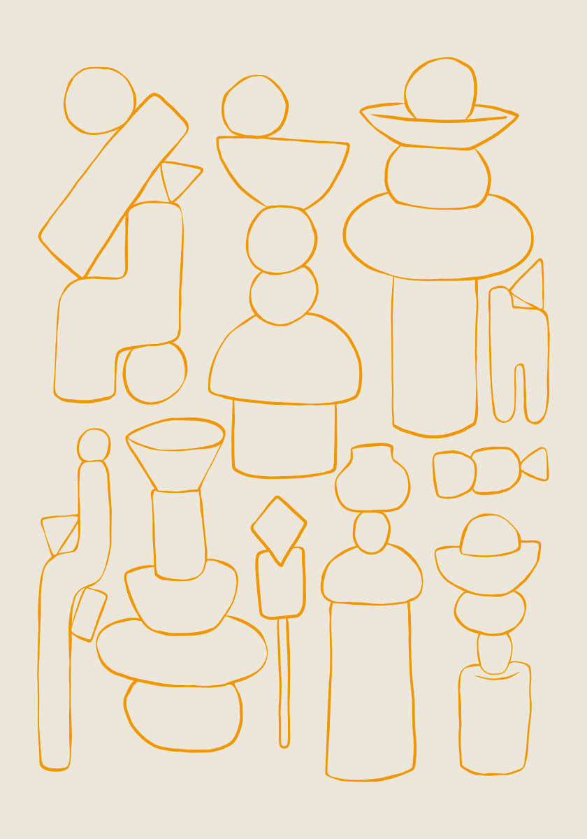 Abstract figures yellow poster